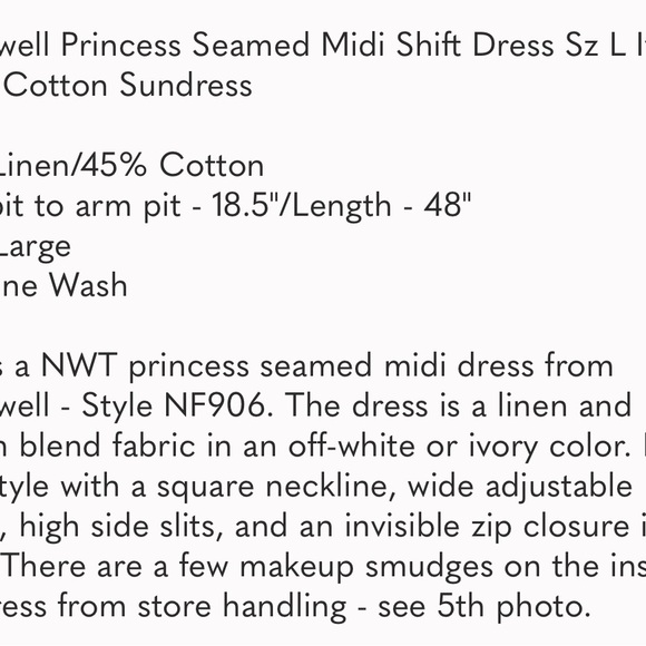 Madewell Princess Seamed Midi Shift Dress Sz L Ivory Linen Cotton Sundress - Picture 8 of 8